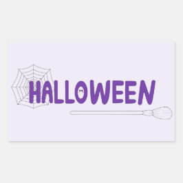 Grizzly Halloween-script met heks en webkunstwerk Rechthoekige Sticker