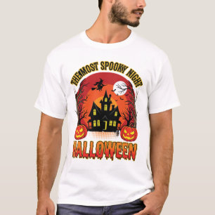 Grizzly Halloween-spookhuis en pompoenen nacht T-shirt
