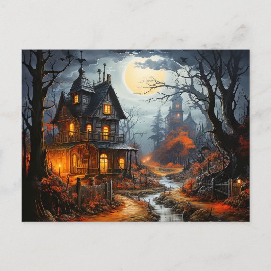 Grizzly Halloween Spukhuis Briefkaart (Voorkant)