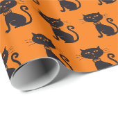Grizzly Halloween Zwarte Kat  Cadeaupapier (Rol Hoek)