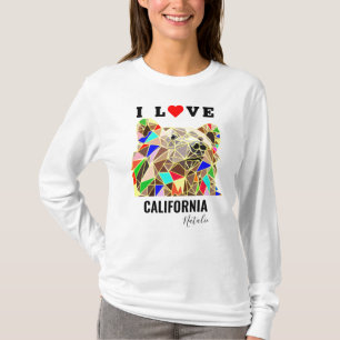 Grizzly Ik hou van beer van Californië, kleurrijk T-shirt