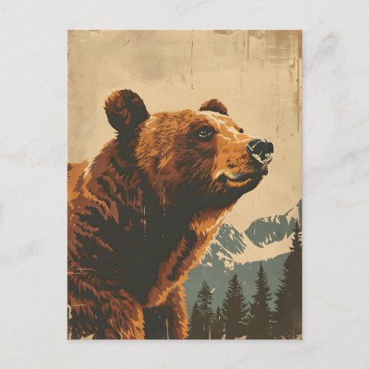  grizzly illustratie briefkaart (Voorkant)