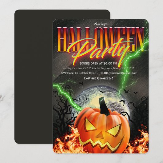 Grizzly Jack O Lantern Disco Bal Halloween Kaart (Voorkant / Achterkant)