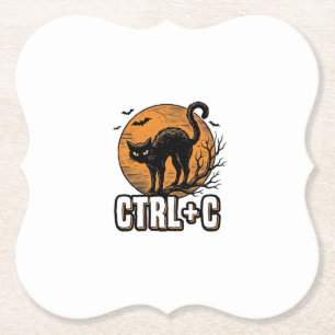 Grizzly Kat CTRL C Vintage Halloween Vector Ontwer Kartonnen Onderzetters