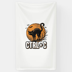 Grizzly Kat CTRL C Vintage Halloween Vector Ontwer Spandoek