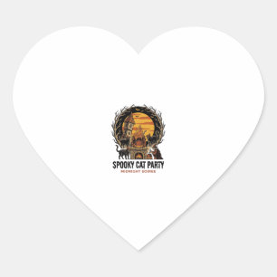 Grizzly Kat Feestje Vintage Gravure Halloween T-sh Hart Sticker