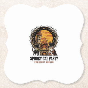 Grizzly Kat Feestje Vintage Gravure Halloween T-sh Kartonnen Onderzetters