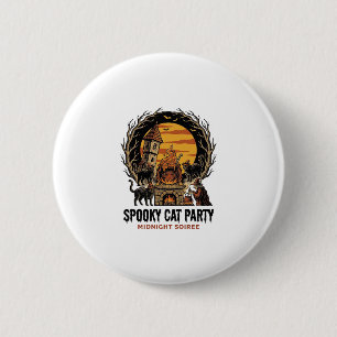 Grizzly Kat Feestje Vintage Gravure Halloween T-sh Ronde Button 5,7 Cm