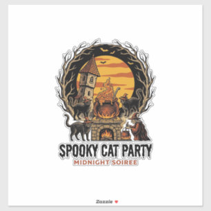 Grizzly Kat Feestje Vintage Gravure Halloween T-sh Sticker