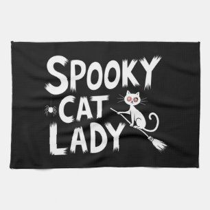 Grizzly Kat Moeder Grizzly Kat Vrouw Halloween Kat Theedoek