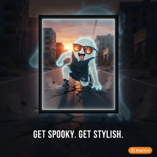 Grizzly Koele Geest Plezier & Schattig Halloween Poster