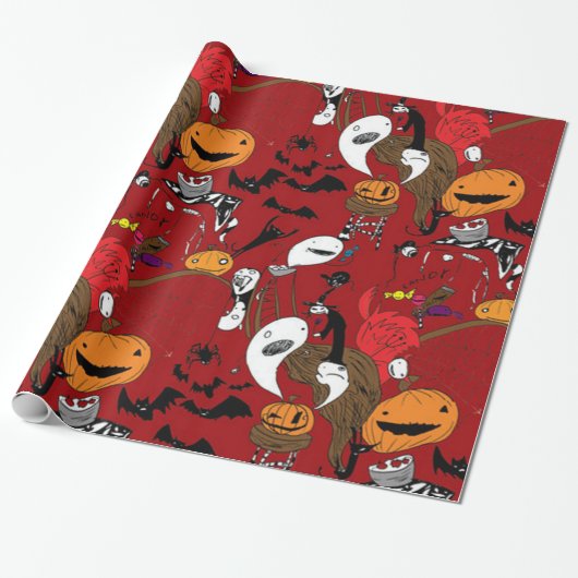 Grizzly Leuke Halloween Cadeaupapier (Uitgerold)
