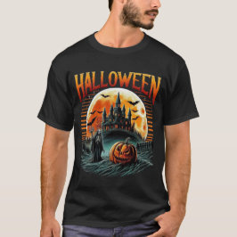 Grizzly maanverlichte spookkasteel Dood Halloween T-shirt