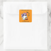 Grizzly Meisjesachtige Geest Halloween Vierkante Sticker (Tas)