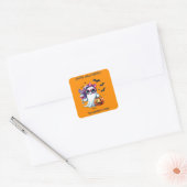 Grizzly Meisjesachtige Geest Halloween Vierkante Sticker (Envelop)