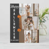 Grizzly moderne Halloween familie drie foto collag Feestdagenkaart (Staand voorkant)