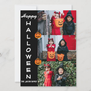 Grizzly moderne Halloween familie drie foto collag Feestdagenkaart