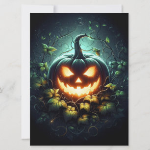 Grizzly natuur gloeiende Halloween pompoen Feestdagenkaart