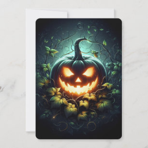 Grizzly natuur gloeiende Halloween pompoen Feestdagenkaart