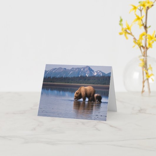 Grizzly Notecard Kaart (Gele Bloem)