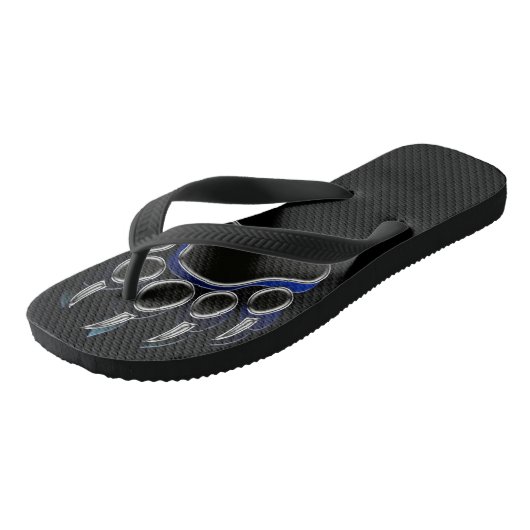 Grizzly Paw Black & Blue Teenslippers (Schuin)