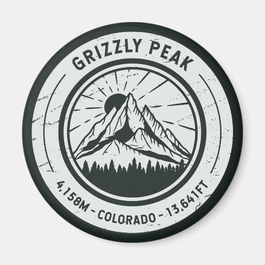 Grizzly Peak Colorado Hiking Skiing Travel Magneet (Voorkant)