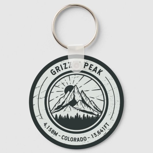 Grizzly Peak Colorado Hiking Skiing Travel Sleutelhanger (Voorkant)