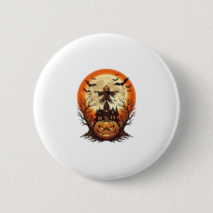 Grizzly Pompoen Vogelverschrikker Geheime Huis Vol Ronde Button 5,7 Cm