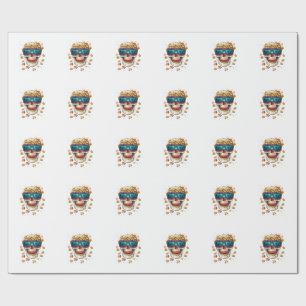 Grizzly Popcorn Schedel � Grappige Horrorfilm Skel Cadeaupapier