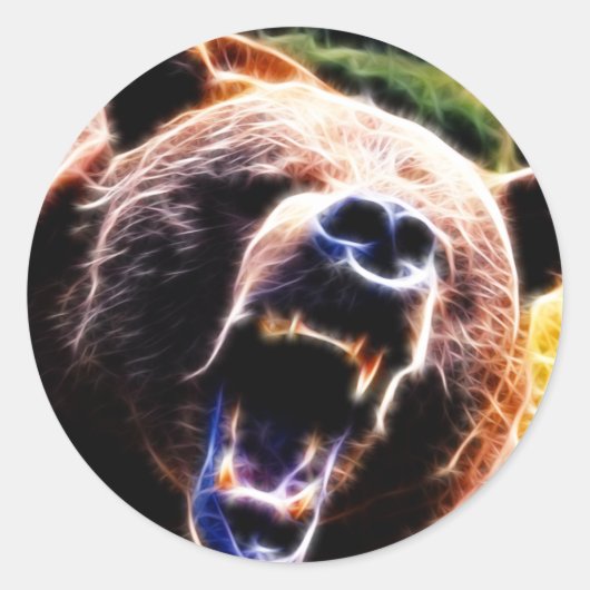 grizzly roar ronde sticker (Voorkant)