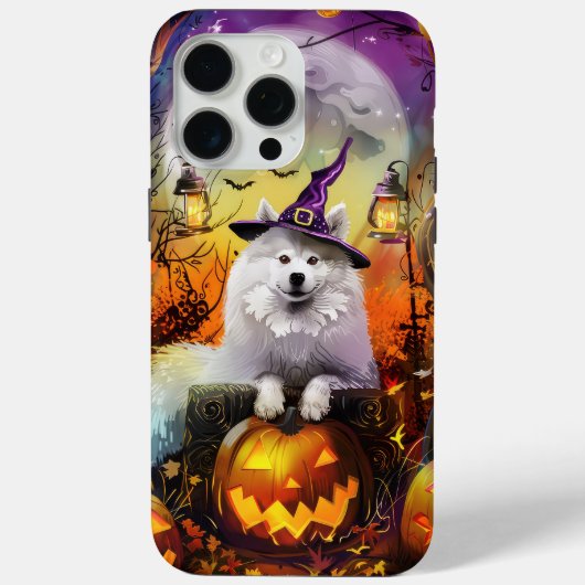 Grizzly Samoyed Honden Halloween Heks en Pompoen Case-Mate iPhone Case (Achterkant)