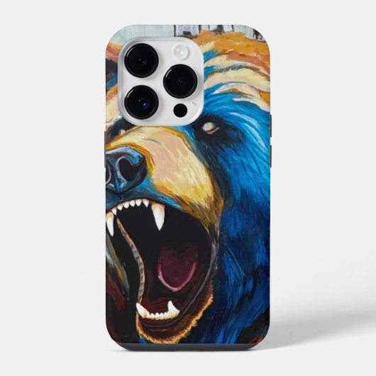 Grizzly Schilderij - Wilde Kunst iPhone Hoesje (Achterkant)