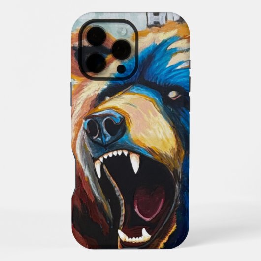 Grizzly Schilderij - Wilde Kunst iPhone Hoesje (Achterkant)
