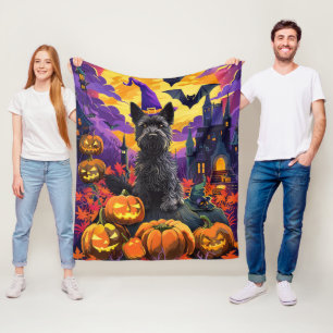 Grizzly Schotse Terrier Halloween Heksenpomp Fleece Deken