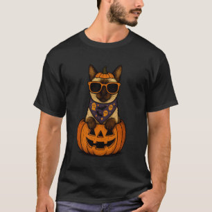 Grizzly Siamees Kat Pompoen Halloween Kat Liefhebb T-shirt