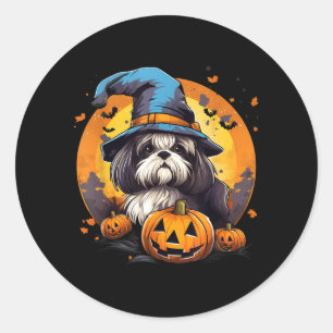 Grizzly Sji-Tsoe Hond Heks Halloween Ronde Sticker