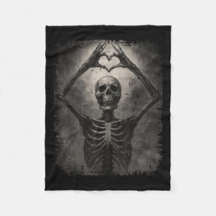 Grizzly Skelet Handen Hart Teken Grappig Halloween Fleece Deken