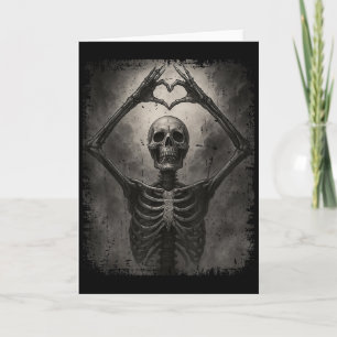 Grizzly Skelet Handen Hart Teken Grappig Halloween Kaart