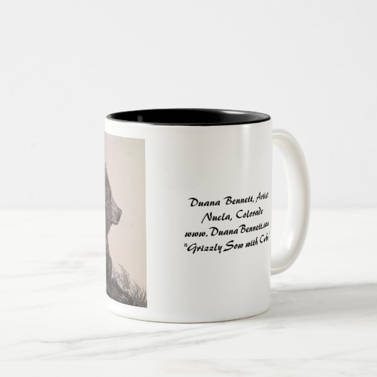 "Grizzly Sow with Cubs" tekenen op een mok (Voorkant rechts)