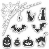 Grizzly Spinnenweb Kat Pompoen Vleermuis Sticker (Voorkant)