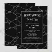 Grizzly Spinnenweb Zwart & Wit Halloweenfeest Kaart (Voorkant / Achterkant)