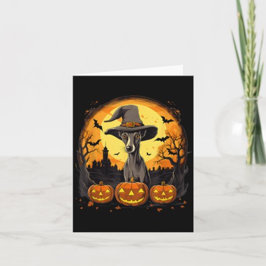 Grizzly Whippet Heksenhond Halloween Kaart (Voorkant)