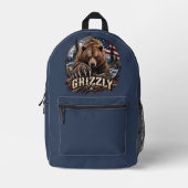 Grizzly – Wilde Amerika Bedrukte Rugzak (Voorkant)