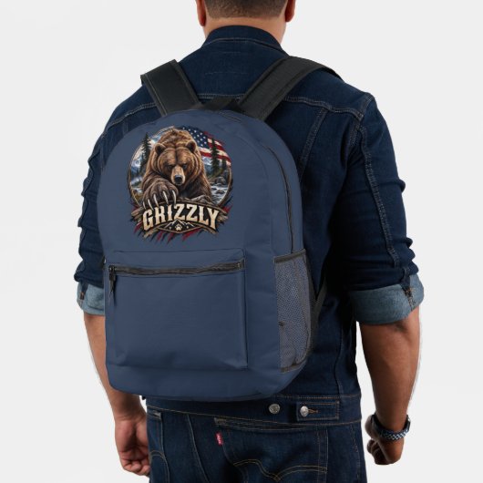 Grizzly – Wilde Amerika Bedrukte Rugzak (Insitu (model))