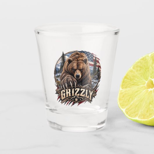 Grizzly – Wilde Amerika Shot Glas (Voorkant)