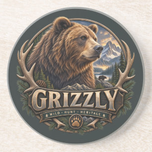 Grizzly – Wilde Amerika Zandsteen Onderzetter