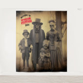 Grizzly Zombie Familie Halloween Hangende Achtergr Wandkleed (Voorkant)