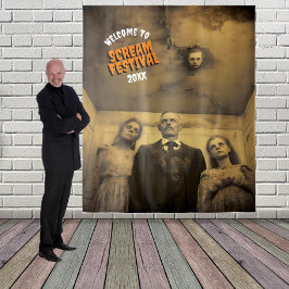 Grizzly Zombie Familie Halloween Hangende Achtergr Wandkleed