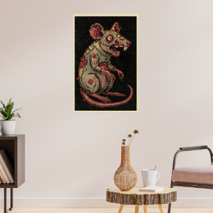 Grizzly Zombie Rat Illustratie Poster