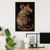 Grizzly Zombie Rat Illustratie Poster (Thuiskantoor)